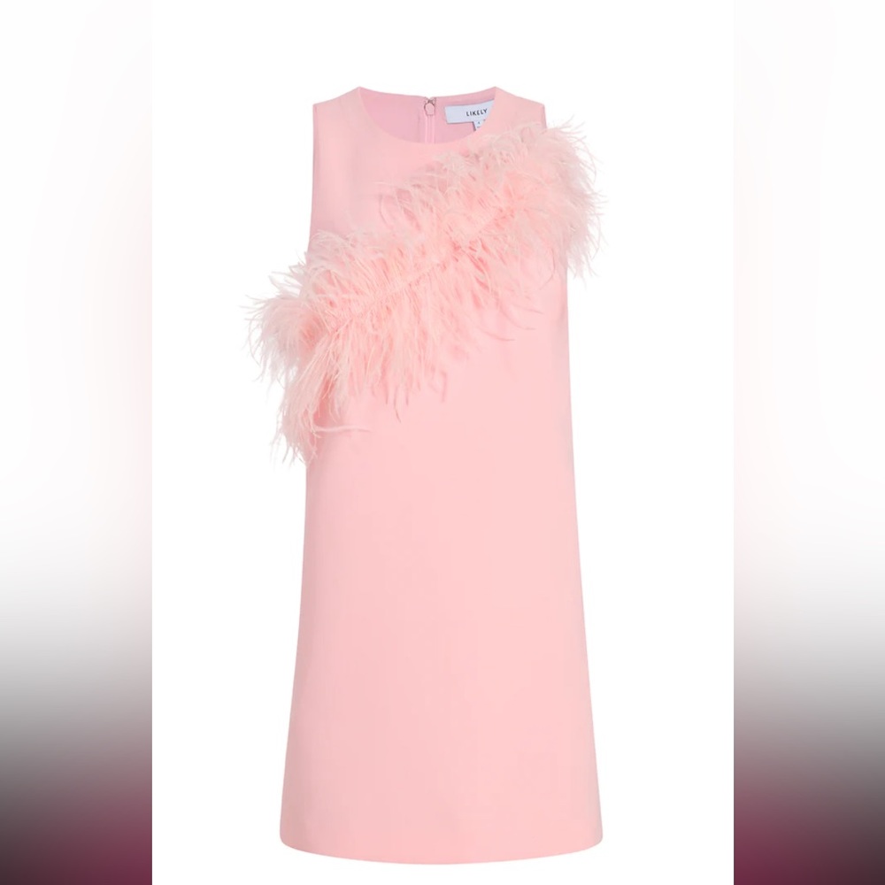 LIKELY MELODY OSTRICH FEATHER BARBIE PINK MINI DRESS NWOT SIZE 6 BARBIECORE